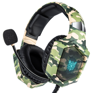 Onikuma K8 Gaming Headset | 3.5 mm Audio + Mic · USB LED Power | 50 mm Drivers · 20 Hz–20 kHz · 32 Ω | 360° Flexible Noise-Cancelling Mic | LED Lights | 2.2 m Cable | 365 g | Black