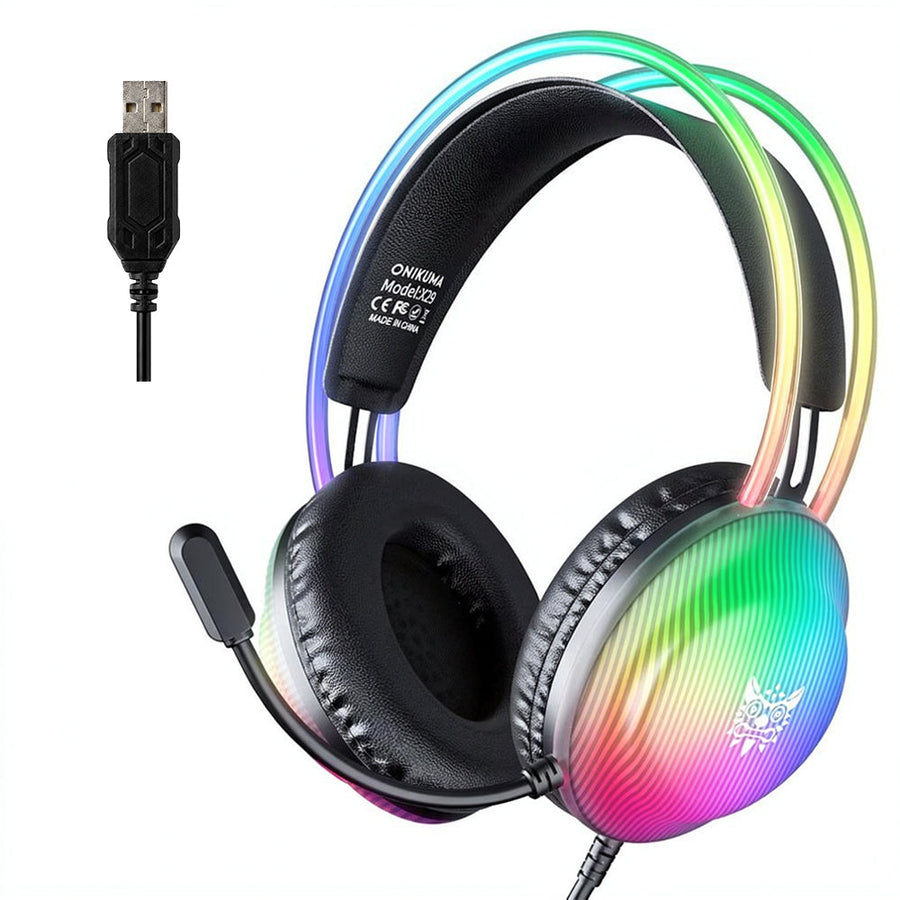 ONIKUMA X29 RGB Gaming Headset | 50mm Drivers | 20Hz-20kHz | 3.5mm + USB · 2.2m Cable | 360° Omnidirectional Noise-Reduc