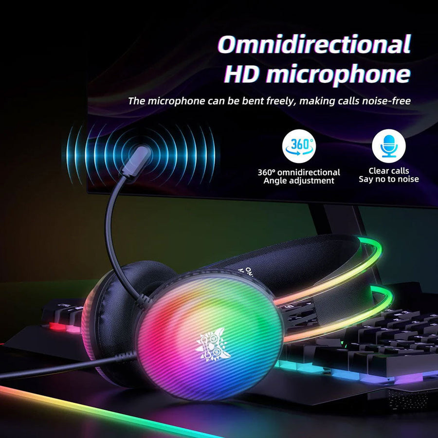 ONIKUMA X29 RGB Gaming Headset | 50mm Drivers | 20Hz-20kHz | 3.5mm + USB · 2.2m Cable | 360° Omnidirectional Noise-Reduc