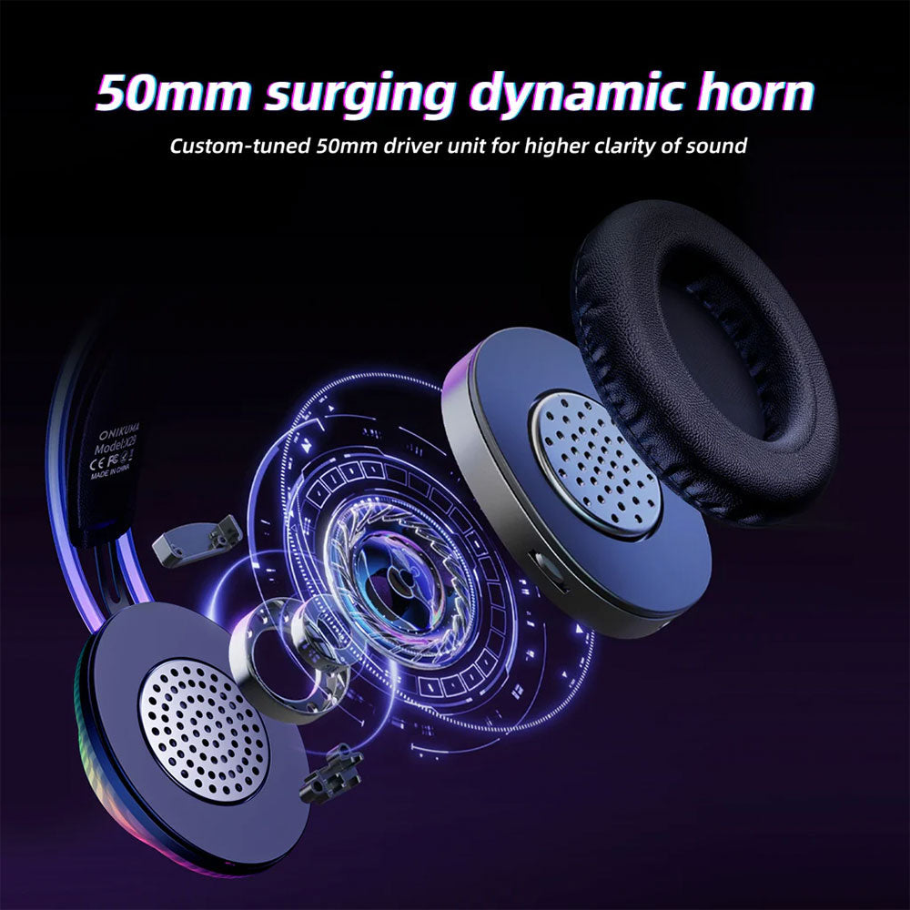 ONIKUMA X29 RGB Gaming Headset | 50mm Drivers | 20Hz-20kHz | 3.5mm + USB · 2.2m Cable | 360° Omnidirectional Noise-Reduction Mic | Black