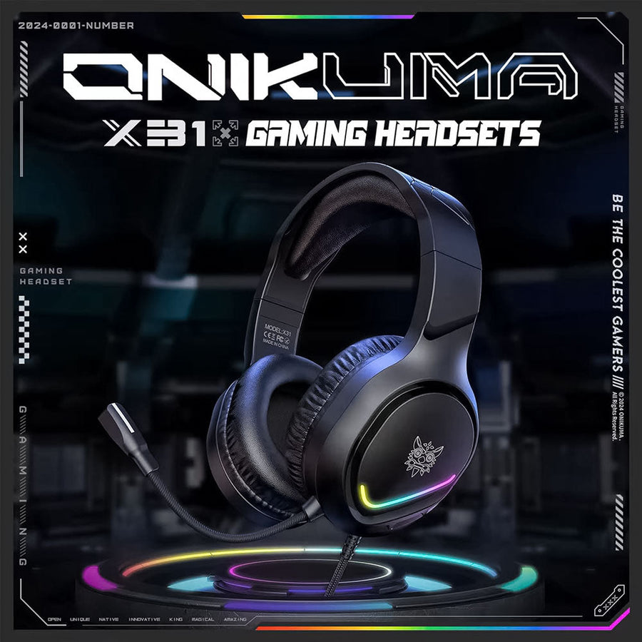ONIKUMA X31 RGB Gaming Headset | 50mm Drivers | 20Hz-20kHz | 3.5mm + USB · 2.2m Cable | 360° Omnidirectional Noise-Reduc