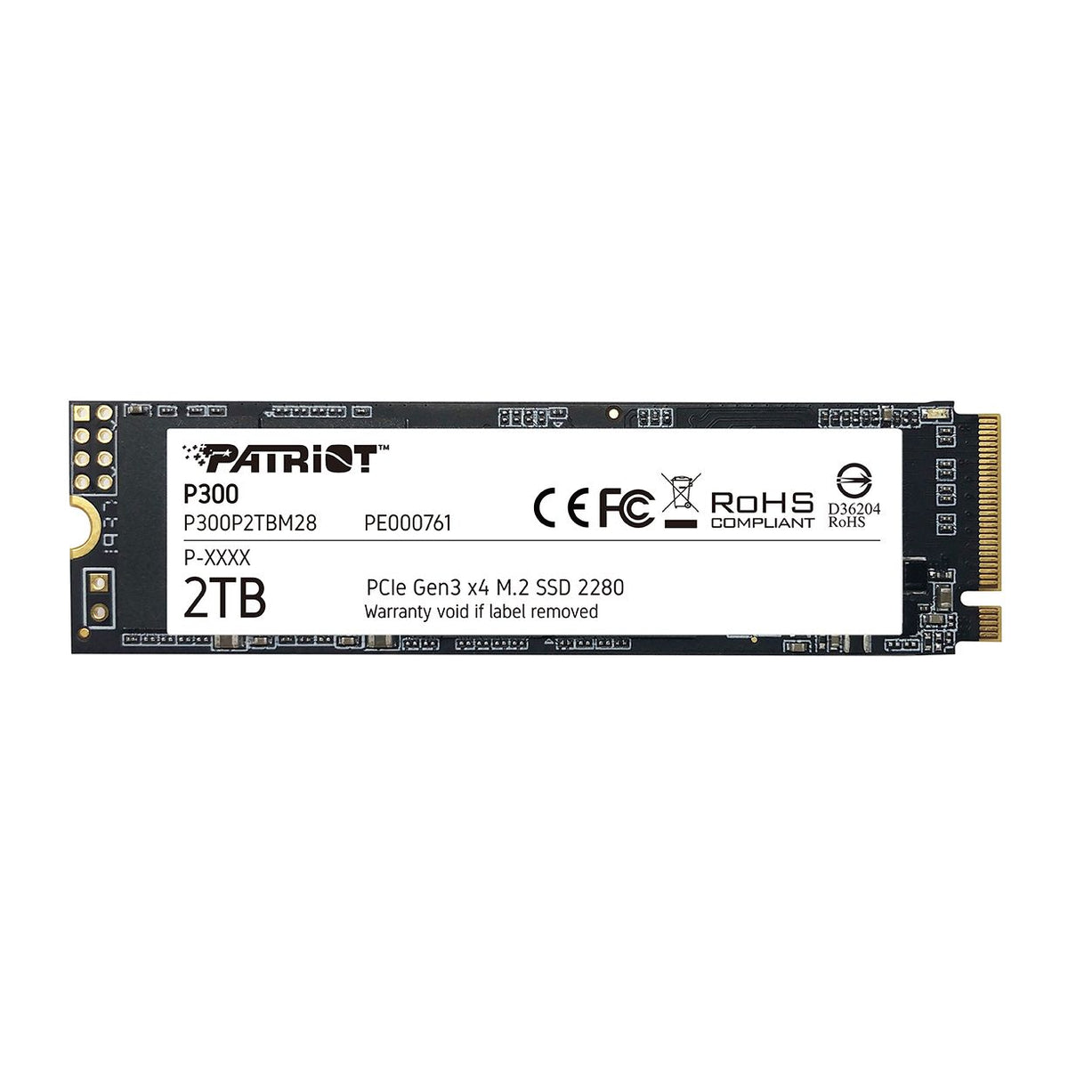 Patriot P300 256GB M.2 2280 NVMe SSD | PCIe Gen3 x4 · NVMe 1.3 | 1700/1100 MB/s | 3D NAND · HMB · 120 TBW | Black
