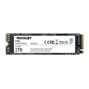 Patriot P300 256GB M.2 2280 NVMe SSD | PCIe Gen3 x4 · NVMe 1.3 | 1700/1100 MB/s | 3D NAND · HMB · 120 TBW | Black