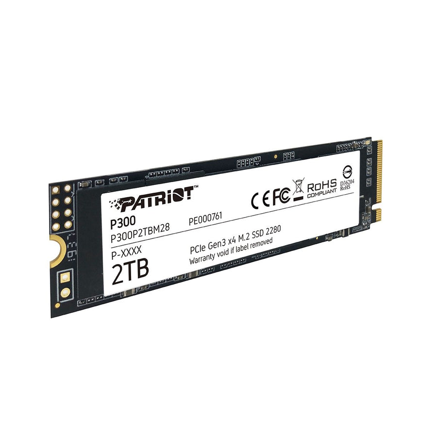 Patriot P300 512GB M.2 2280 NVMe SSD | PCIe Gen3 x4 · NVMe 1.3 | 1700/1100 MB/s | 3D NAND · HMB · 240 TBW | Black