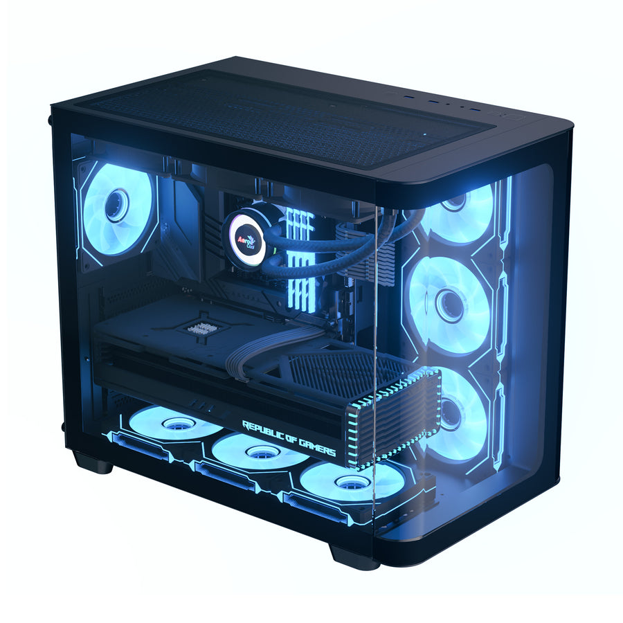 AeroCool P500C-G-BK-v1 Mid-Tower PC Case + AERO BRONZE 750W 80 PLUS Bronze PSU | ATX · Micro-ATX · Mini-ITX | 4 × 120mm 