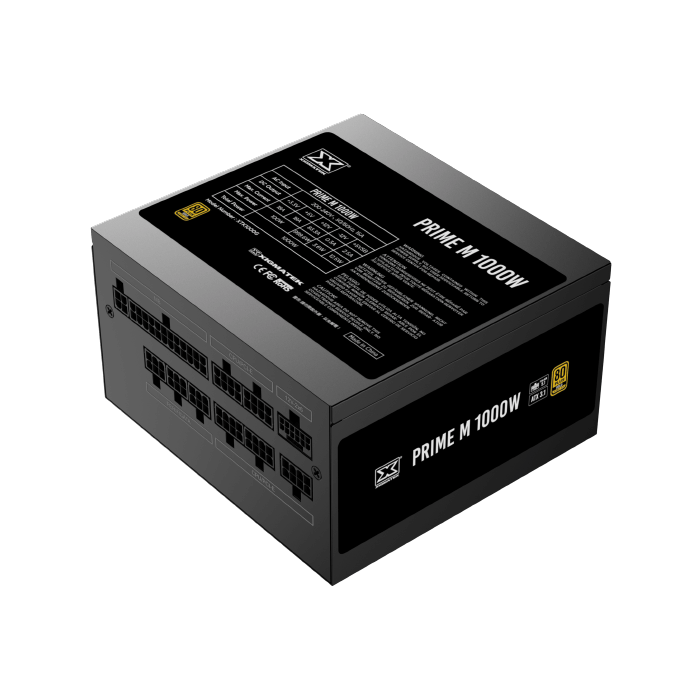 XIGMATEK Prime M 1000W ATX Power Supply | 80 PLUS Gold · 92%+ Efficiency | ATX 3.1 · PCIe Gen 5.1 · 12V-2×6 up to 600W | Fully Modular · 120mm Silent Fan | Black