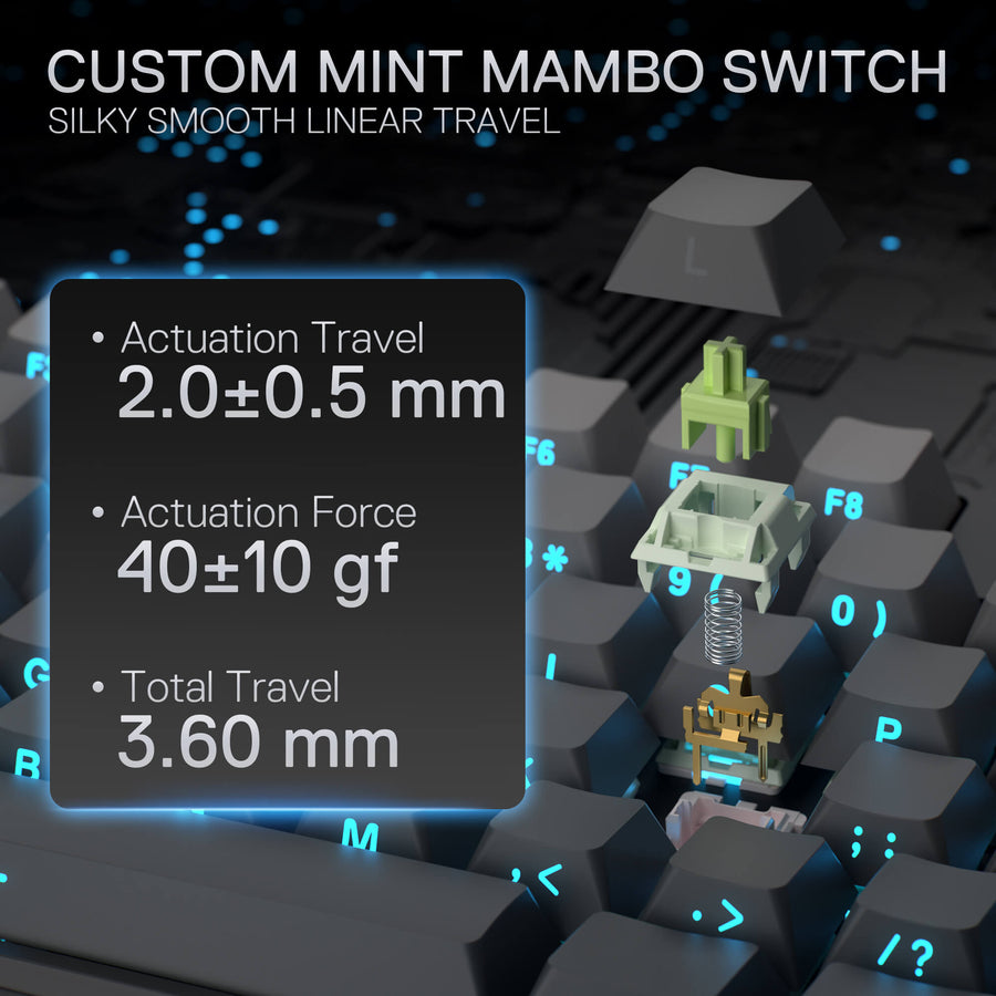 Redragon K707SP-RGB-PRO StarBlade 80% TKL Wireless Mechanical Keyboard | Mint Mambo Linear Switches | Tri-Mode 2.4GHz/Bl