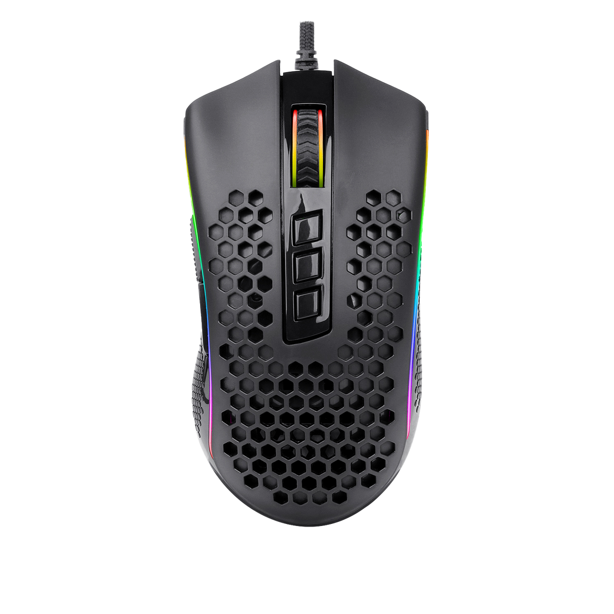 Redragon M808 Storm Honeycomb Wired Gaming Mouse | 87g Lightweight | 100-12400 DPI Pixart 3327 Sensor | 7 Programmable Buttons | HUANO Switches 20M Clicks | 16.8M Colour RGB | 1.8m Cable