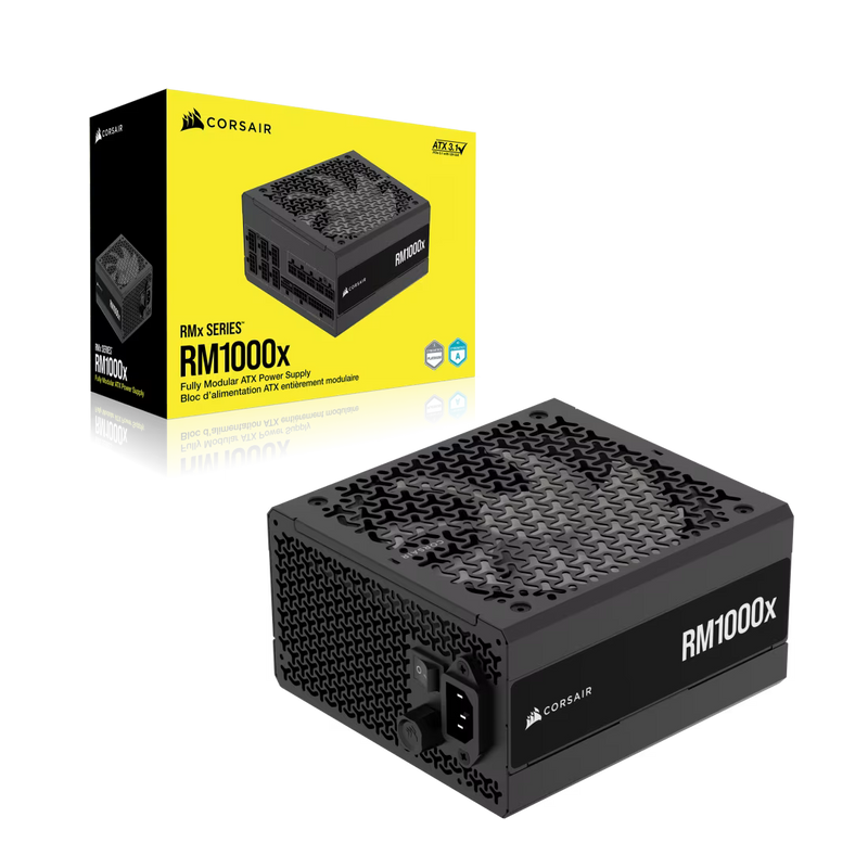 Corsair RM1000x Vollständig modulares, geräuscharmes ATX-Netzteil – ATX 3.1-kompatibel – PCIe 5.1-Unterstützung – Cybenetics Gold-Effizienz – Nativ 12V-2x6