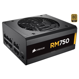 Corsair RM750 RM Series Fully Modular Gaming Power Supply 750W Black | 80+ Gold | Zero RPM Fan Mode | 140mm Rifle Bearing | 105°C Industrial Capacitors | Modern Standby | LLC + DC-DC Topology | Multi-EPS Connectors | NVIDIA RTX 30/40 Ready