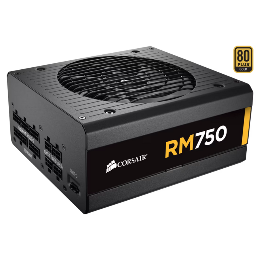 Corsair RM750 RM Series Fully Modular Gaming Power Supply 750W Black | 80+ Gold | Zero RPM Fan Mode | 140mm Rifle Bearing | 105°C Industrial Capacitors | Modern Standby | LLC + DC-DC Topology | Multi-EPS Connectors | NVIDIA RTX 30/40 Ready