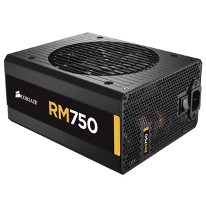 Corsair RM750 RM Series Fully Modular Gaming Power Supply 750W Black | 80+ Gold | Zero RPM Fan Mode | 140mm Rifle Bearing | 105°C Industrial Capacitors | Modern Standby | LLC + DC-DC Topology | Multi-EPS Connectors | NVIDIA RTX 30/40 Ready