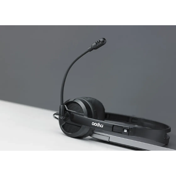Rapoo H100 Wired Stereo Headset | 3.5mm Single-Jack Connection | Rotary Noise-Reduction Microphone | In-line Volume Cont