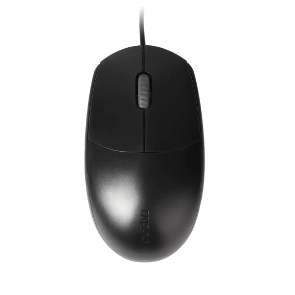 Rapoo N100 Wired Optical Mouse | 1600 DPI · Optical | USB Wired · Plug and Play | 3 Buttons · 2D Non-Slip Scroll Wheel |