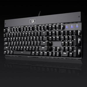 Redragon KG010 Full-Size Wired Mechanical Gaming Keyboard | 104 Keys | Dust-Proof Brown Switches | White LED · 9 Modes | 100% Anti-Ghosting · N-Key Rollover | Aluminium · ABS Build | Black · White