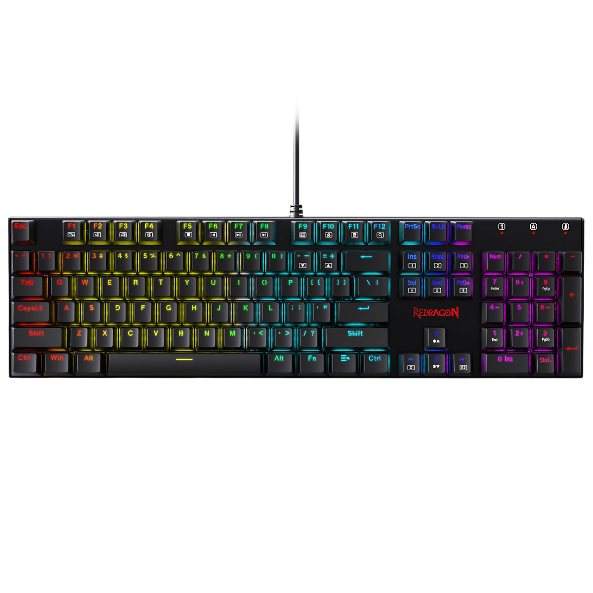 Redragon Rudra K565-RGB Rainbow Elite Full-Size Wired Mechanical Gaming Keyboard | 104 Keys | Blue Switches · Hot-Swappable | RGB · 18 Effects | Double-Shot ABS Keycaps · Metal Panel | Black