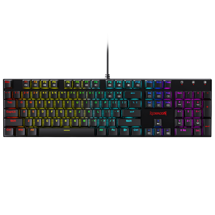Redragon Rudra K565-RGB Rainbow Elite Full-Size Wired Mechanical Gaming Keyboard | 104 Keys | Blue Switches · Hot-Swappa