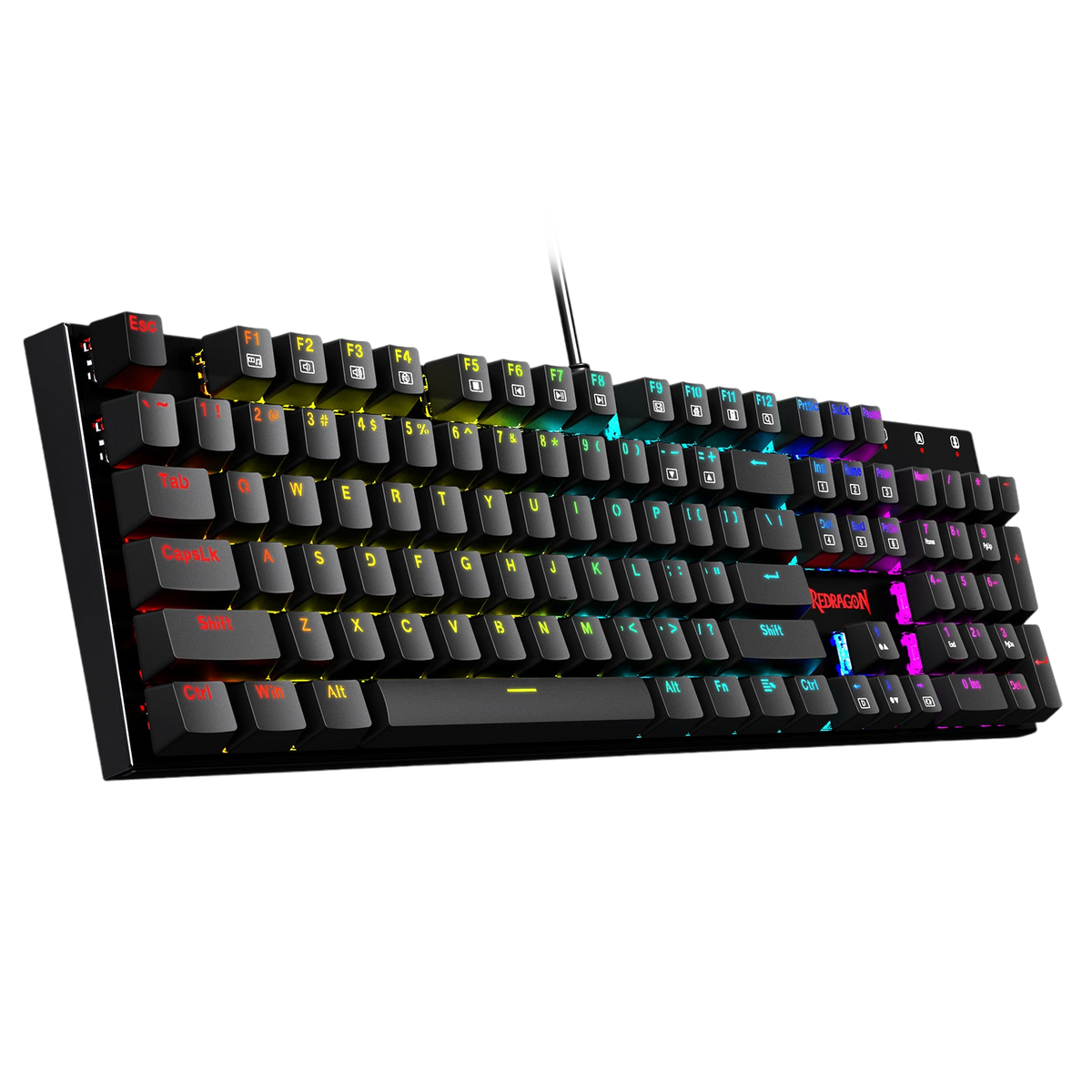 Redragon Rudra K565-RGB Rainbow Elite Full-Size Wired Mechanical Gaming Keyboard | 104 Keys | Blue Switches · Hot-Swappable | RGB · 18 Effects | Double-Shot ABS Keycaps · Metal Panel | Black