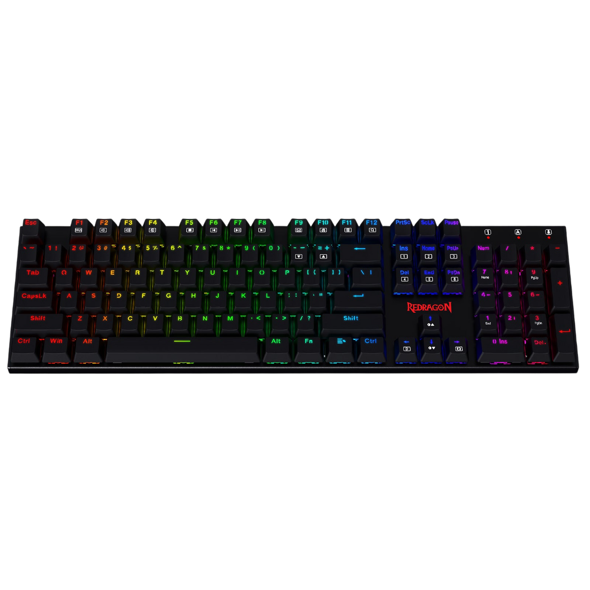 Redragon Rudra K565-RGB Rainbow Elite Full-Size Wired Mechanical Gaming Keyboard | 104 Keys | Blue Switches · Hot-Swappable | RGB · 18 Effects | Double-Shot ABS Keycaps · Metal Panel | Black