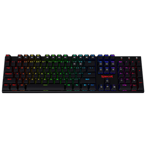 Redragon Rudra K565-RGB Rainbow Elite Full-Size Wired Mechanical Gaming Keyboard | 104 Keys | Blue Switches · Hot-Swappable | RGB · 18 Effects | Double-Shot ABS Keycaps · Metal Panel | Black