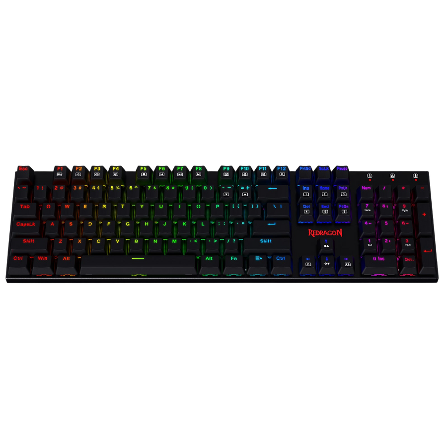 Redragon Rudra K565-RGB Rainbow Elite Full-Size Wired Mechanical Gaming Keyboard | 104 Keys | Blue Switches · Hot-Swappa