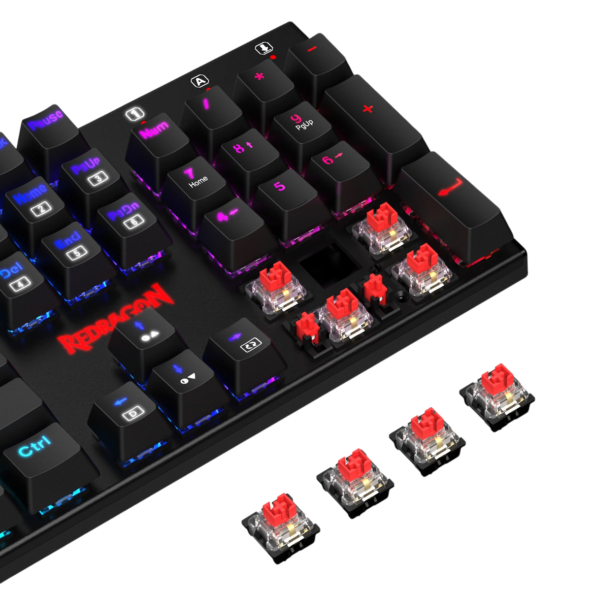 Redragon Rudra K565-RGB Rainbow Elite Full-Size Wired Mechanical Gaming Keyboard | 104 Keys | Blue Switches · Hot-Swappable | RGB · 18 Effects | Double-Shot ABS Keycaps · Metal Panel | Black