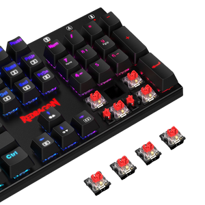 Redragon Rudra K565-RGB Rainbow Elite Full-Size Wired Mechanical Gaming Keyboard | 104 Keys | Blue Switches · Hot-Swappable | RGB · 18 Effects | Double-Shot ABS Keycaps · Metal Panel | Black
