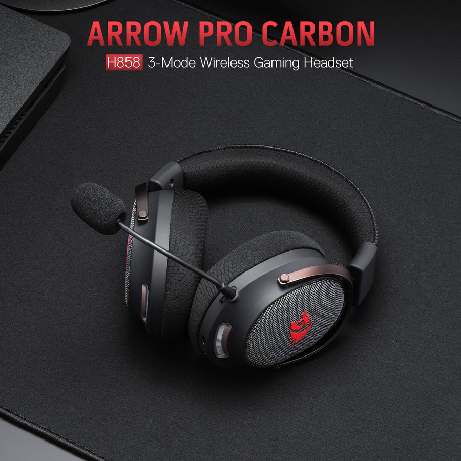 Redragon H858 ARROW PRO 3-Mode Wireless Gaming Headset | 2.4GHz (<24ms, 49ft) + Bluetooth 5.4 + USB-C Wired | 53mm Drive