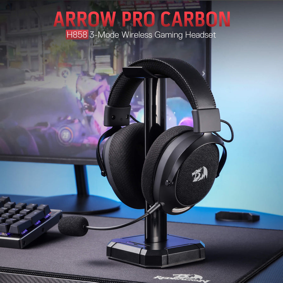 Redragon H858 ARROW PRO 3-Mode Wireless Gaming Headset | 2.4GHz (<24ms, 49ft) + Bluetooth 5.4 + USB-C Wired | 53mm Drive