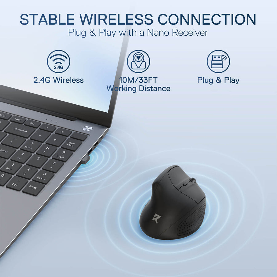 Redragon BM-4033 Wireless Vertical Ergonomic Mouse | 4000 DPI · 5 Levels | 2.4GHz · 10 m Range | 39° Vertical Angle | 1 