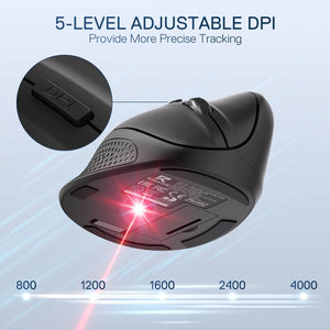 Redragon BM-4033 Wireless Vertical Ergonomic Mouse | 4000 DPI · 5 Levels | 2.4GHz · 10 m Range | 39° Vertical Angle | 1 × AA · 8-Min Auto Sleep | 95 g | Black