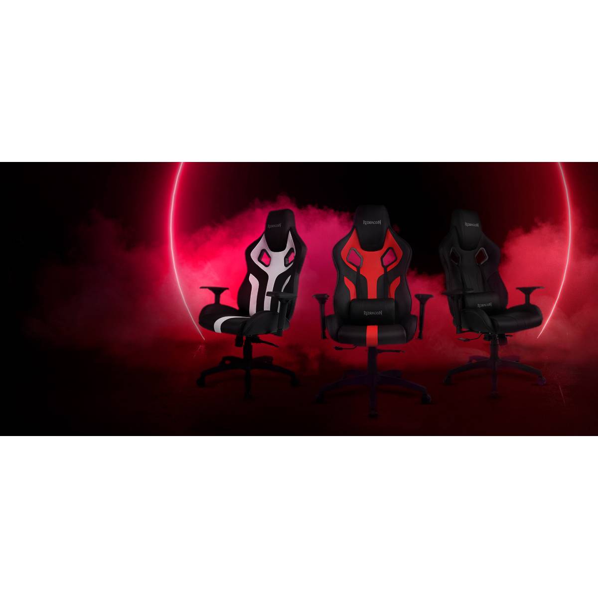 Redragon Capricornus C502 Gaming Chair | PU/PVC Upholstery · Shape Sponge | 4D Armrests · 90-175° Recline · 360° Swivel | 350 mm Nylon Base · 60 mm Racing Casters | White