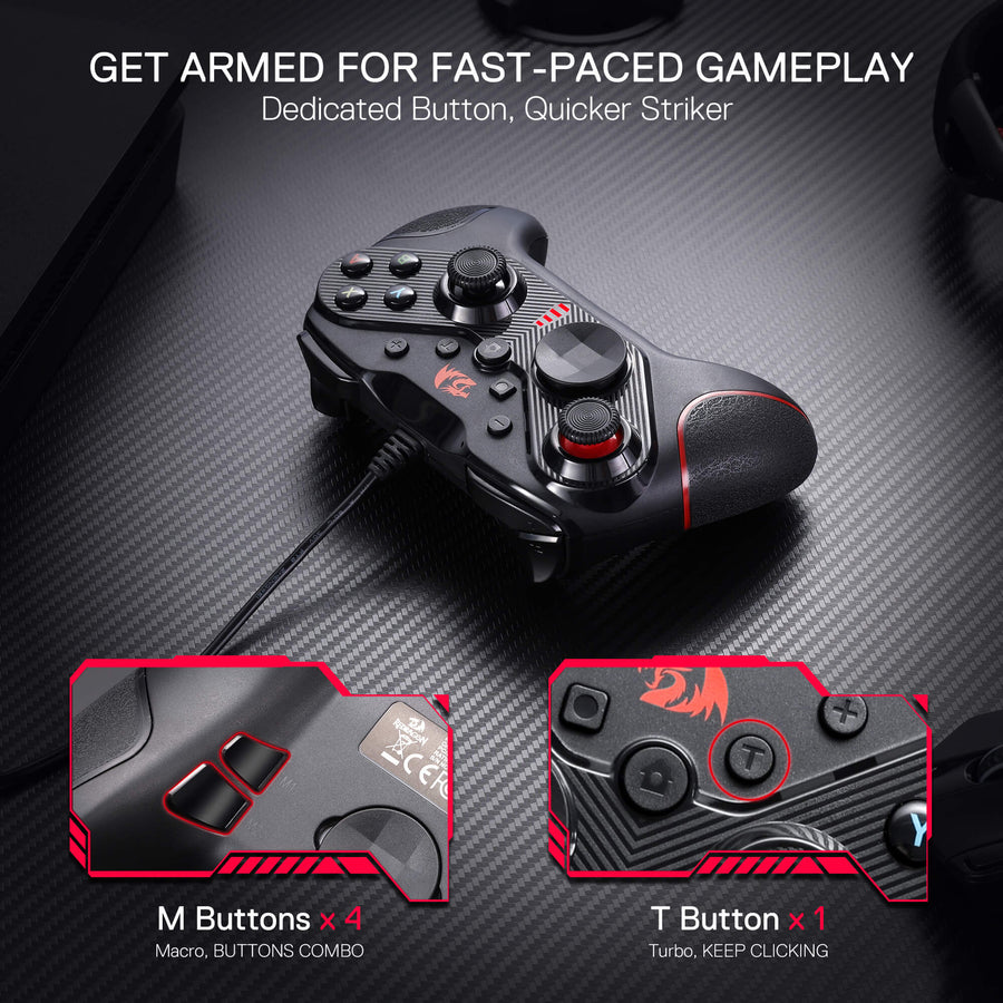 Redragon RIFT G710 Wired Gaming Controller | USB Type-A, 1.8m Cable | PC · Android · Nintendo Switch · PS3 | Dual Vibrat