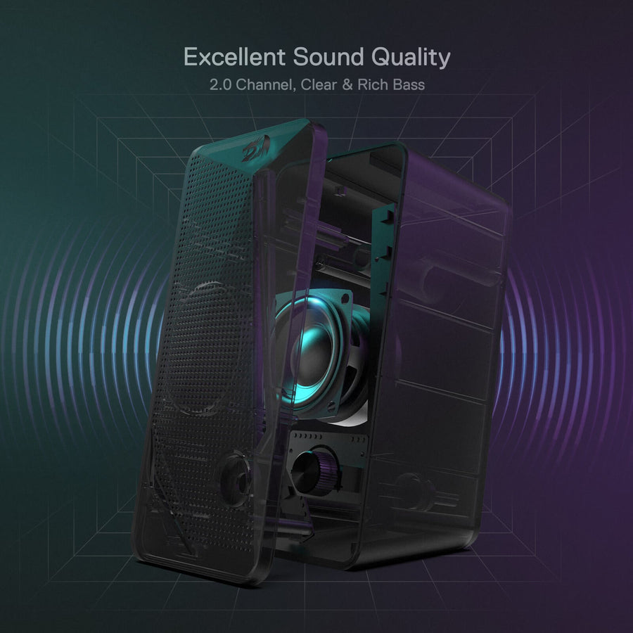 Redragon GS510 Waltz RGB Desktop Speakers | 2.0 Channel Stereo | 2 x 2.5W Power Consumption | 4 Touch-Control RGB Modes 