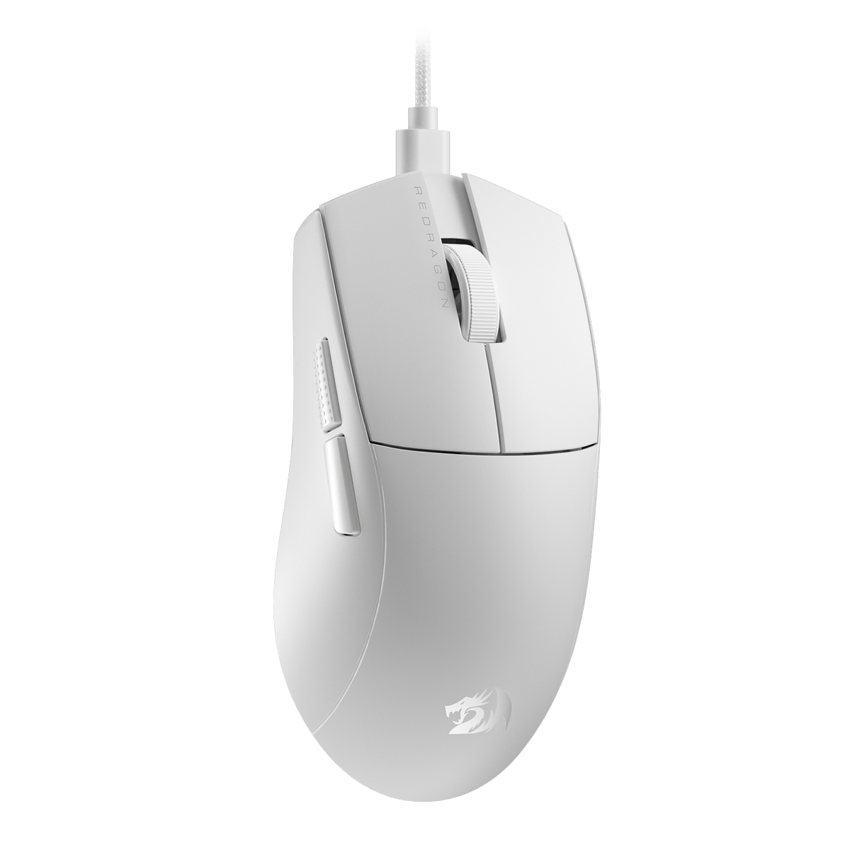 Redragon K1NG M724 White Wired Gaming Mouse | 42g Ultra-Light | 200-12400 DPI Pixart 3327 Sensor | 1000Hz Polling Rate | 5 Programmable Buttons | HUANO Switches 10M Clicks | Type-C Cable