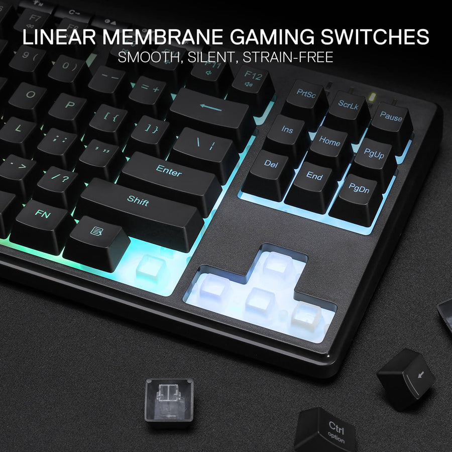 Redragon K516 PRO Shiva Wireless Gaming Keyboard | 87 Keys · TKL | Linear Membrane Switches | Bluetooth · 2.4 GHz · USB-