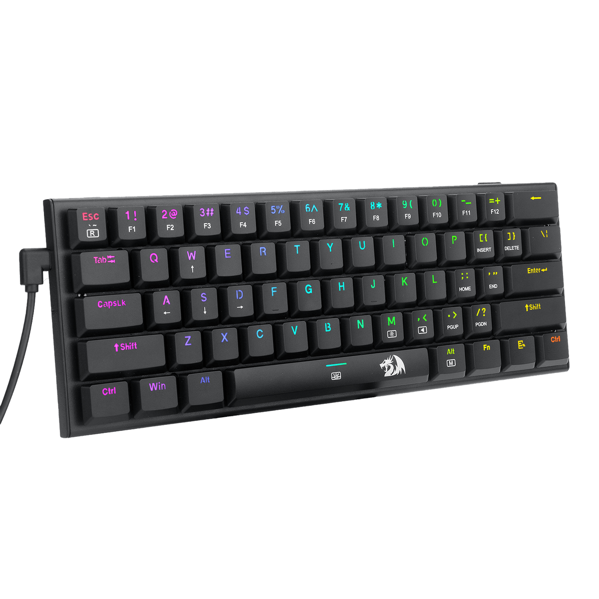 Redragon K614 Anivia Ultra-Thin Mechanical Gaming Keyboard | 61 Keys · 60% | Low-Profile Linear Red · Hot-Swappable | RGB · 20 Modes | Full N-Key Rollover · Detachable USB-C | Black