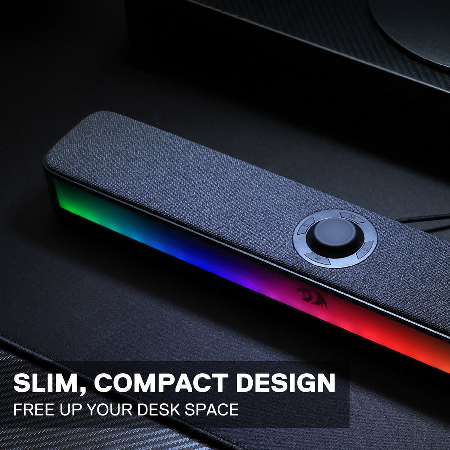 Redragon Neo GS515 RGB Desktop Soundbar | 2.0 Stereo · 10 W RMS (2 × 5 W) | Dual 50 mm Drivers | USB-C + Bluetooth 5.3 |