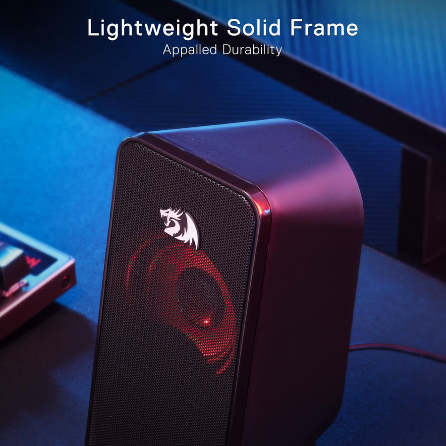 Redragon GS500 Stentor Gaming Speakers | 2.0 Channel Stereo | 2 x 5W Max Power | Red LED Backlight | USB Powered | 3.5mm