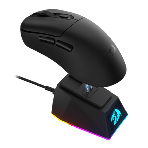 Redragon M998-STD Ebony Wireless Gaming Mouse | 61g Lightweight | 24000 DPI PixArt 3311 Sensor | 1000Hz / 1ms | 2.4GHz + Bluetooth + Wired | 400mAh, up to 80h | RGB Magnetic Charging Dock
