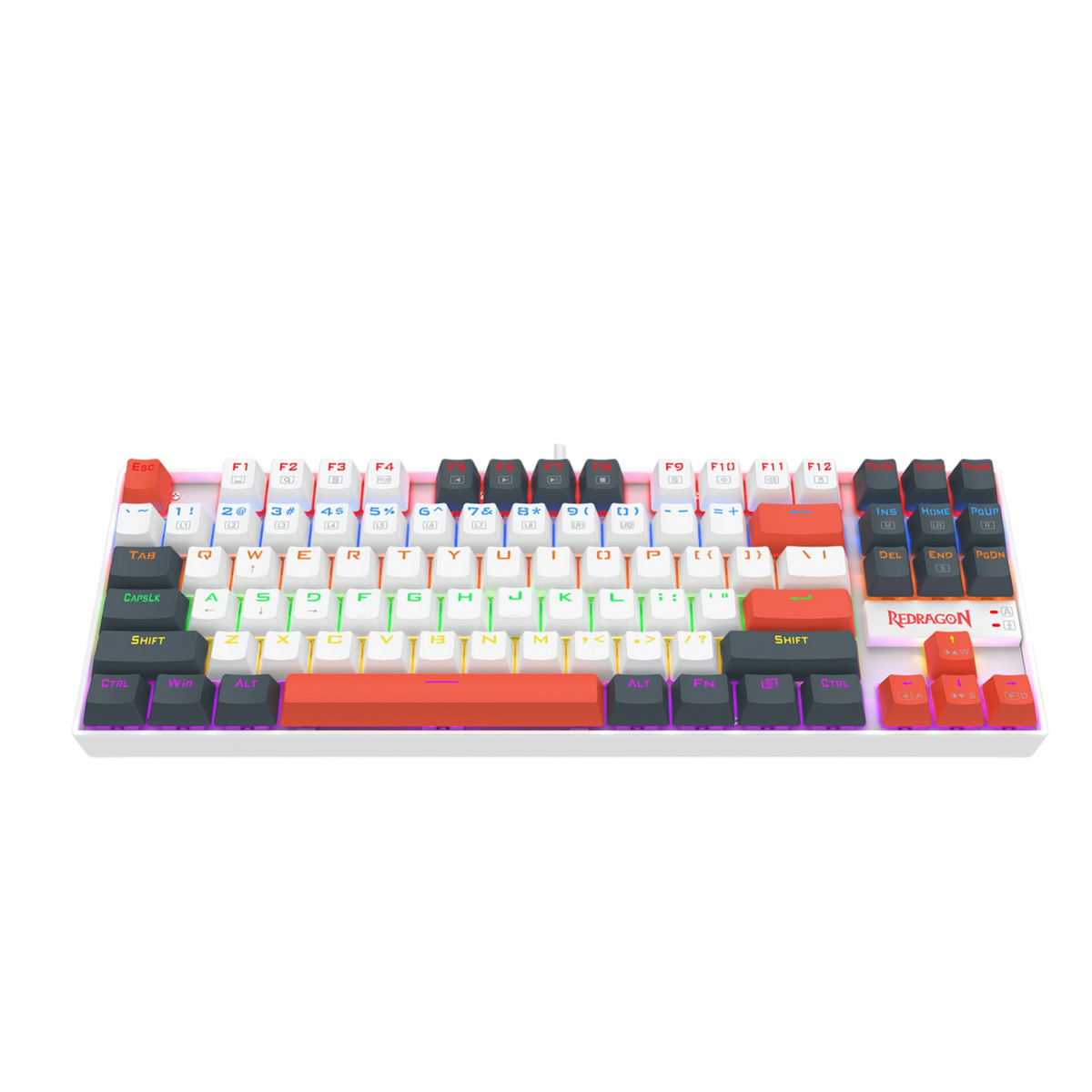 Redragon K552 KUMARA 87-Key TKL Mechanical Gaming Keyboard | Rainbow LED 19 Modes | Standard · Elite · LGY-R · WLR-R White Editions | Blue or Red Hot-Swap Switches | 100% Anti-Ghosting | Metal Alloy + ABS Splash-Proof | 12 Media Keys | 1.8m USB