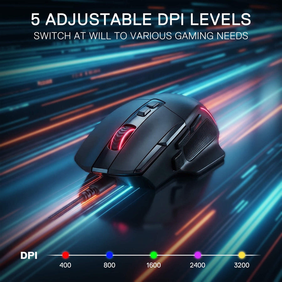 Redragon M925 VIPER Wired Gaming Mouse | PixArt PAW3311 · 100-24,000 DPI | 10 Programmable Buttons | 1000Hz Polling · 8 