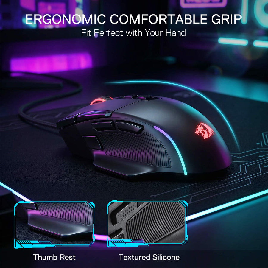 Redragon M925 VIPER Wired Gaming Mouse | PixArt PAW3311 · 100-24,000 DPI | 10 Programmable Buttons | 1000Hz Polling · 8 