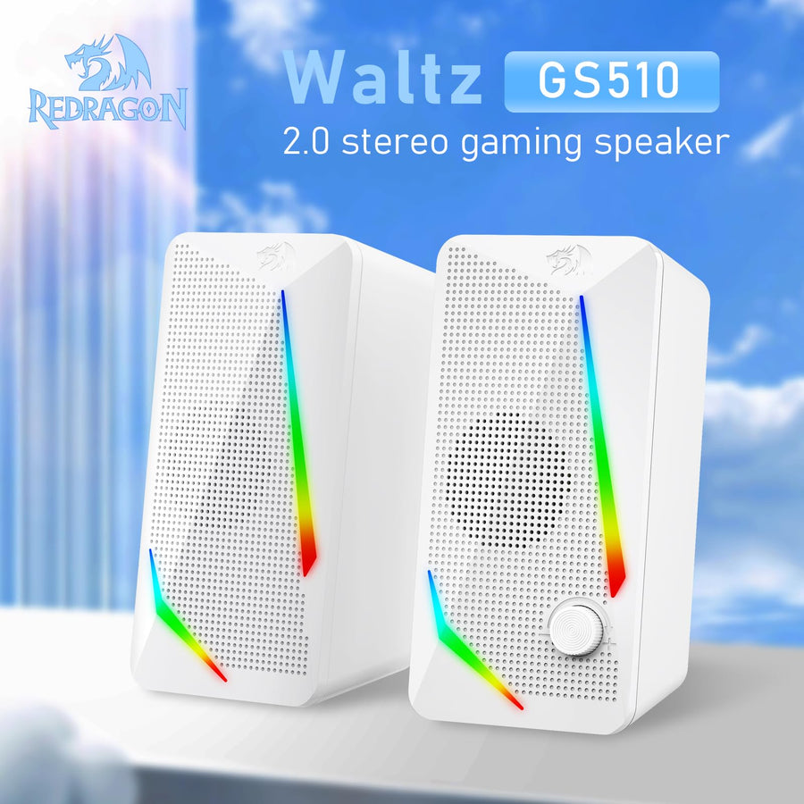 Redragon GS510 Waltz RGB Desktop Speakers | 2.0 Channel Stereo | 2 x 2.5W Power Consumption | 4 Touch-Control RGB Modes 