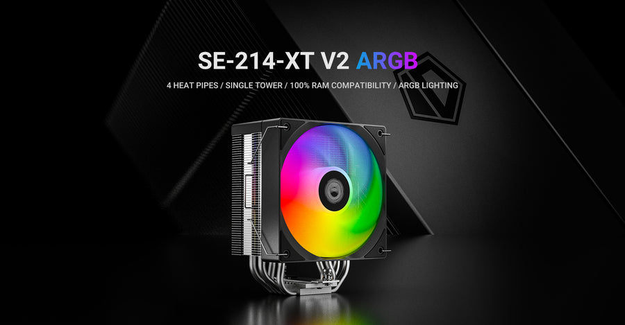 ID-COOLING SE-214-XT V2 ARGB CPU Air Cooler | 4 × 6mm Direct-Touch Heatpipes · 200W TDP | 120mm ARGB PWM Fan · 300–2000 