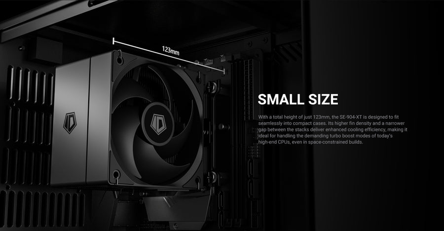 ID-COOLING SE-904-XT Black CPU Air Cooler | 4 × 6mm Direct-Touch Heatpipes · 180W TDP | 100mm PWM Fan · 500–2500 RPM · 4