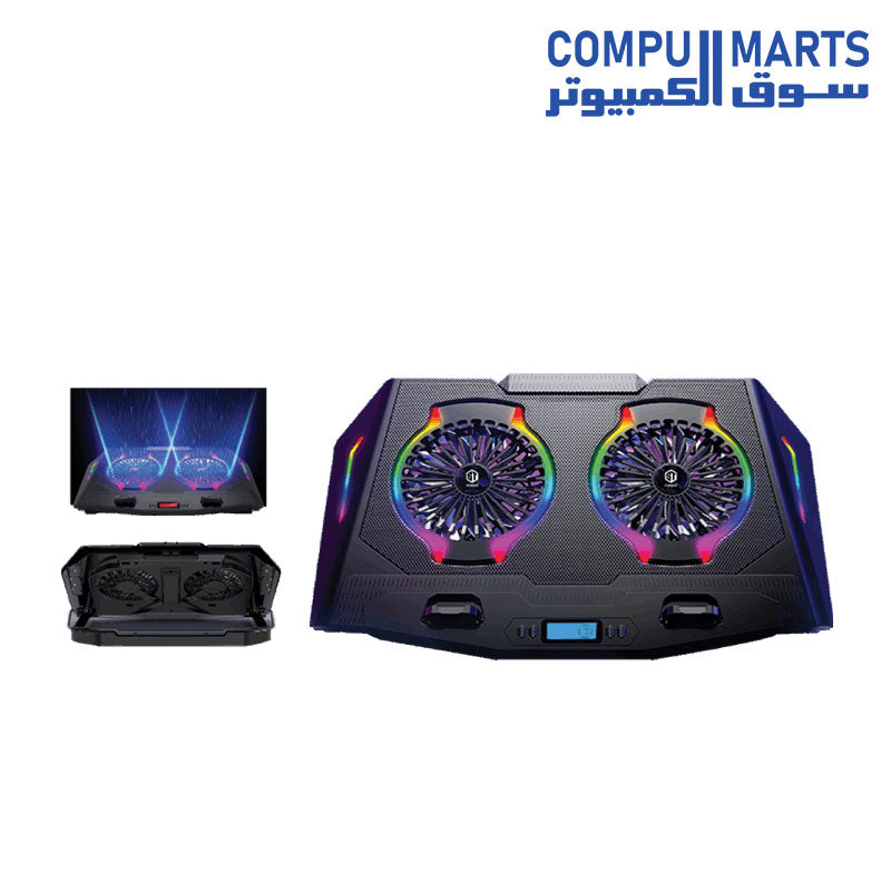 ST-Standard ICE-07 RGB Gaming Laptop Cooling Pad | 2 × 140mm Fans · 1300 RPM | 7 RGB Modes · LCD Screen | 5-Level Height