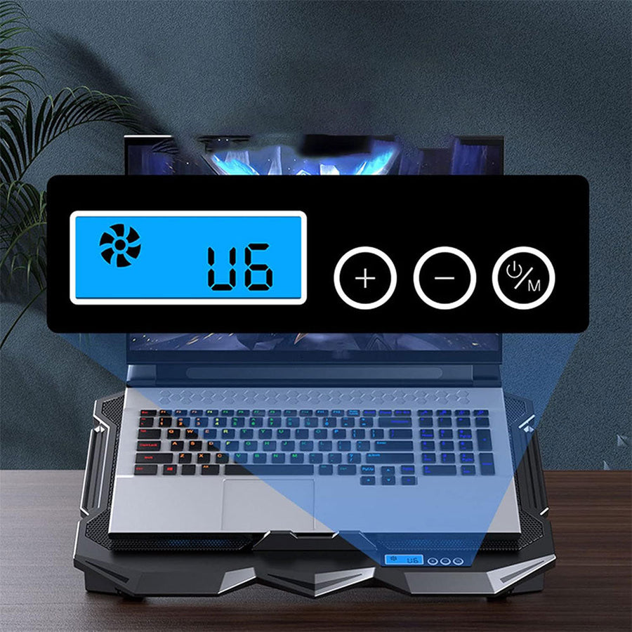 Standard ICE-04 Plus Gaming Laptop Cooling Pad | 4 Blue LED Fans · 2 × Ø100mm + 2 × 70mm | LCD Screen | 2 × USB | 7 Heig