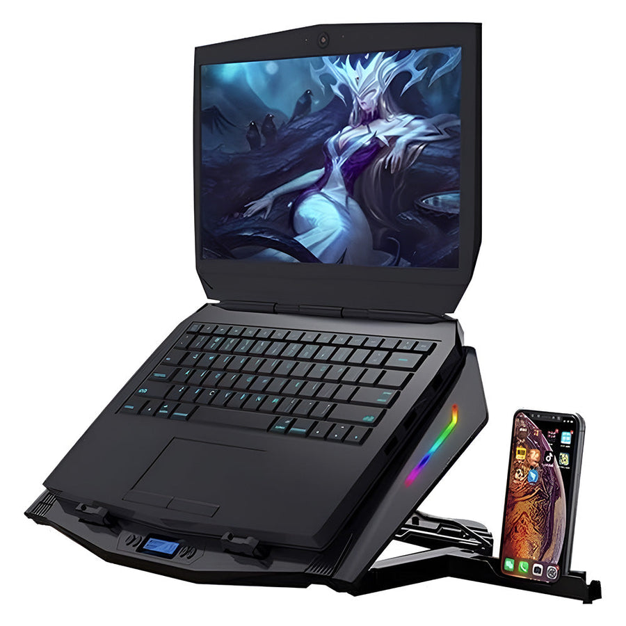 ST-Standard ICE-07 RGB Gaming Laptop Cooling Pad | 2 × 140mm Fans · 1300 RPM | 7 RGB Modes · LCD Screen | 5-Level Height