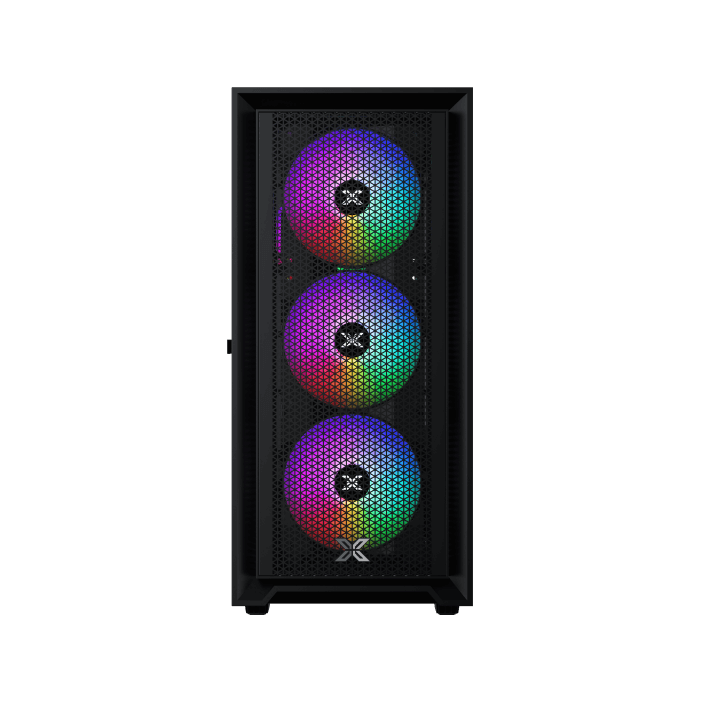 XIGMATEK Sky II Mid-Tower Gaming Case + X-Power 600W 80+ PSU | ATX · Micro-ATX · Mini-ITX | 4 × Fixed-RGB Fans | Tempered Glass · Mesh Front | 325mm GPU · 160mm Cooler | Black